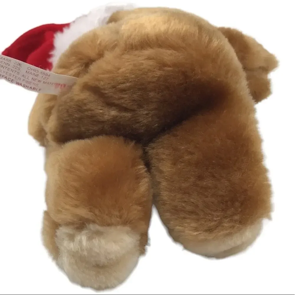 Vtg 1989 American Greetings Honeylove Bear Plush 8'' Stuffed Santa Hat Bow Toy